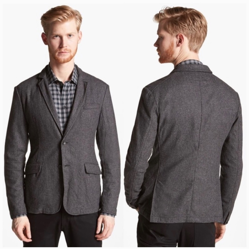 Rag & Bone Phillips Herringbone Blazer Cotton Linen Grey Size 42